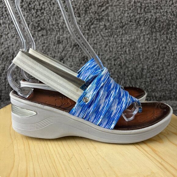 Bzees Platforms Sandals Womens 8.5 Blue White Slip On Thong Comfort Shoe - Picture 4 of 10